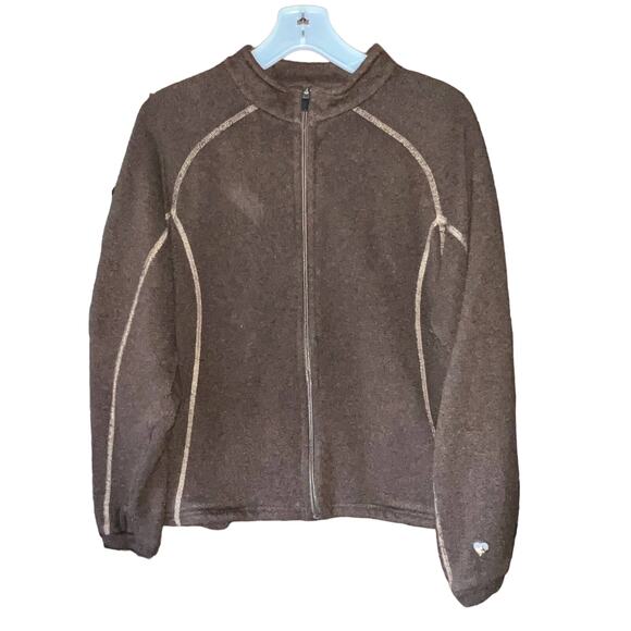 Kuhl Alpaca Fleece Brown Outdoor Hiking Trail Warm Zip Hoodie Brown Large - Picture 1 of 11